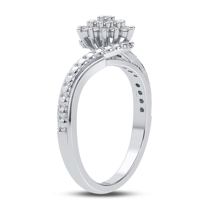 Chic 10k White Gold Lab Diamond Womens Fashion Ring 0.20CT