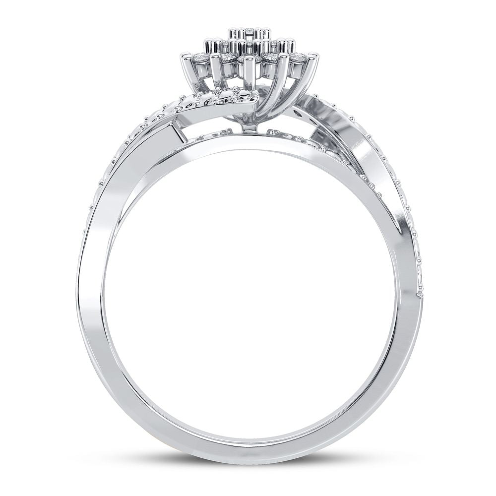Chic 10k White Gold Lab Diamond Womens Fashion Ring 0.20CT