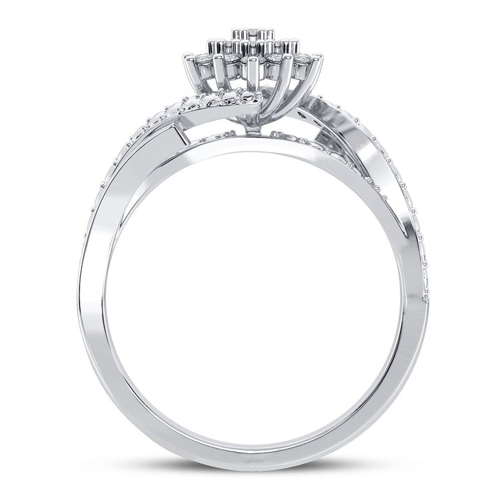 Chic 10k White Gold Lab Diamond Womens Fashion Ring 0.20CT