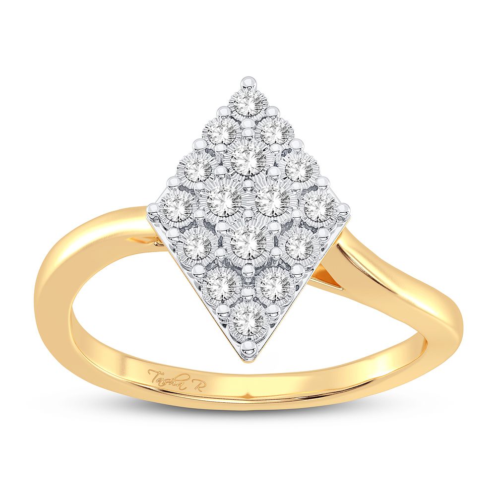 Chic 10k Yellow Gold Lab Diamond Fashion Ring for Women