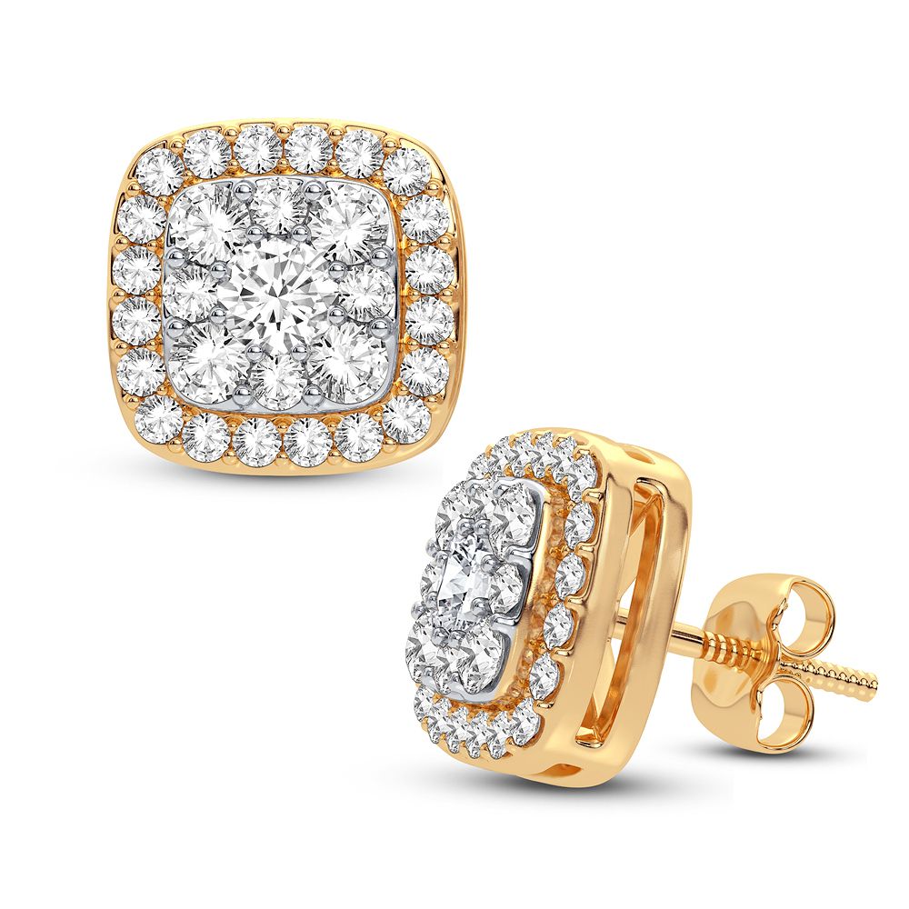 14K Yellow Gold 0.50CT Lab Diamond Stud Earrings for Women