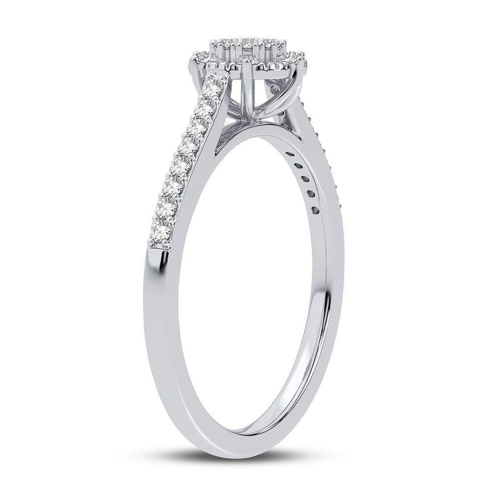 10k White Gold Lab Diamond Promise Ring for Her