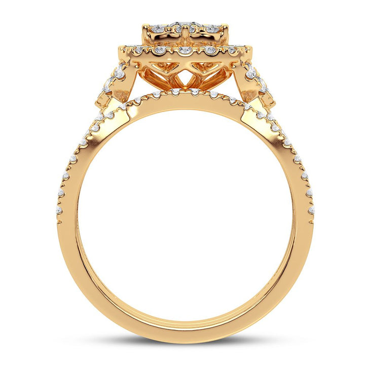 10k Yellow Gold 1CT Lab Diamond Engagement Ring for Her