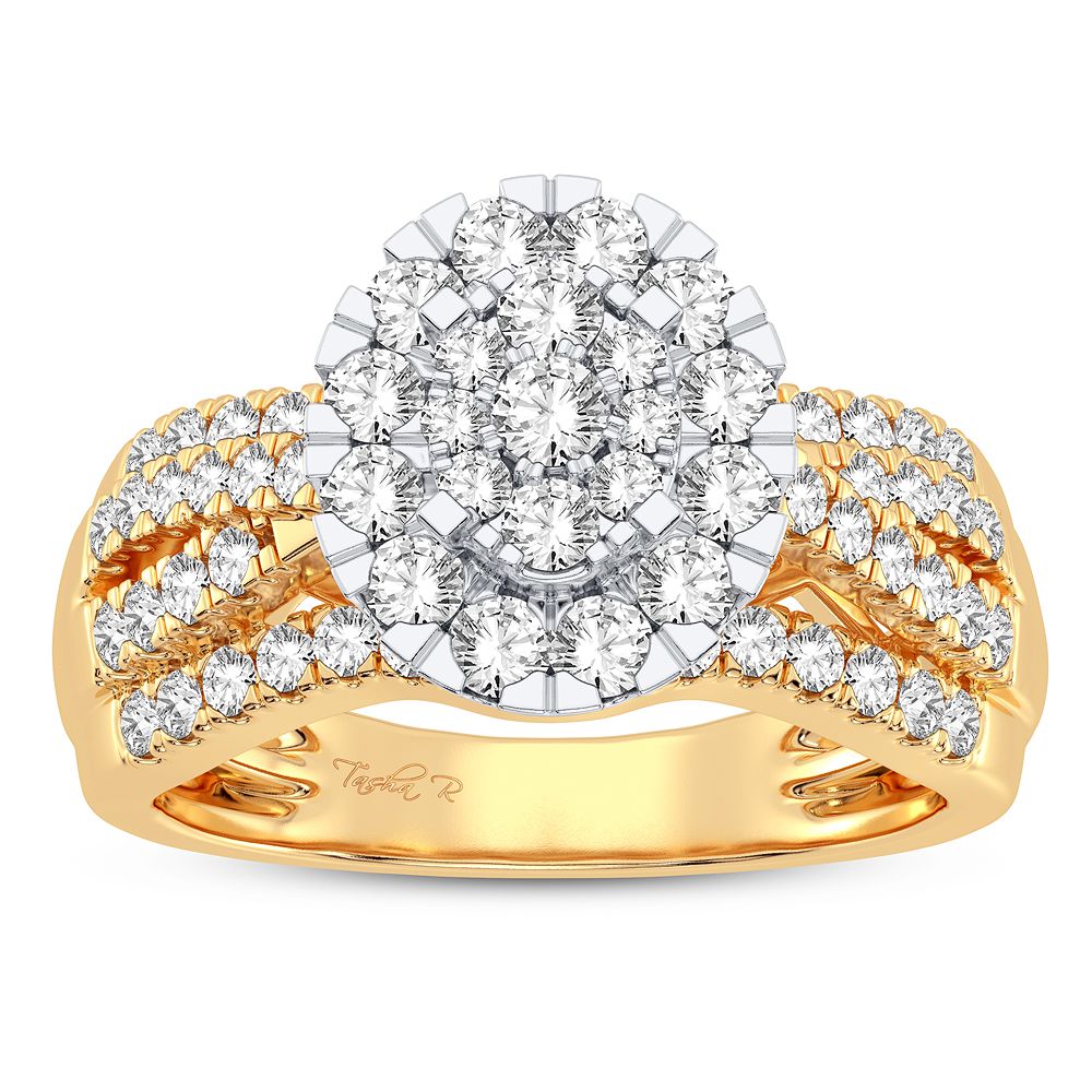 Chic 14K Yellow Gold 1CT Lab Diamond Womens Fashion Ring