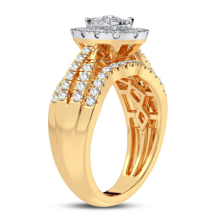 Chic 14K Yellow Gold 1CT Lab Diamond Womens Fashion Ring