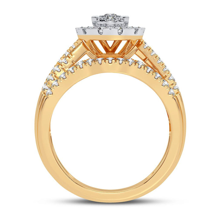 Chic 14K Yellow Gold 1CT Lab Diamond Womens Fashion Ring