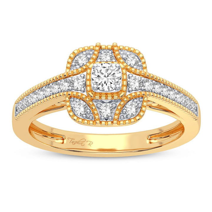 Chic 10k Yellow Gold 0.25CT Lab Diamond Womens Fashion Ring