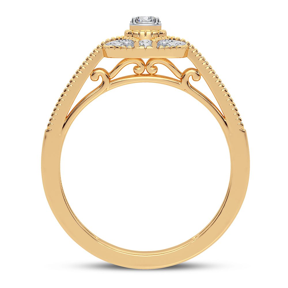 Chic 10k Yellow Gold 0.25CT Lab Diamond Womens Fashion Ring