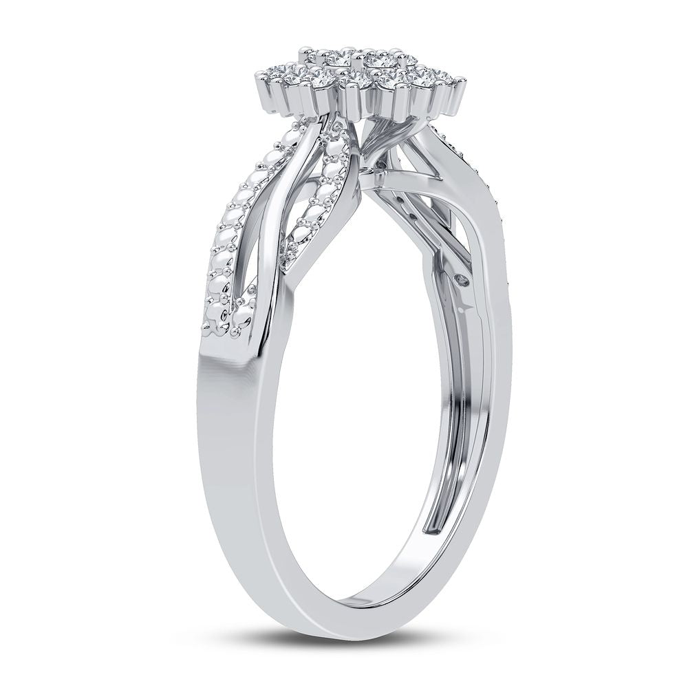 Chic 10k White Gold 0.20CT Lab Diamond Womens Fashion Ring