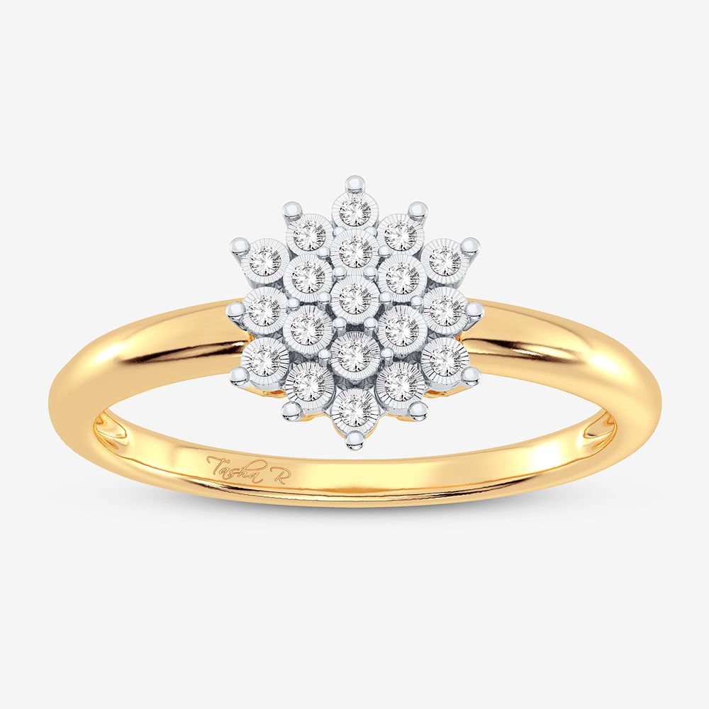 Chic 10k Yellow Gold 0.10CT Lab Diamond Womens Fashion Ring