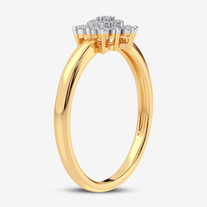 Chic 10k Yellow Gold 0.10CT Lab Diamond Womens Fashion Ring