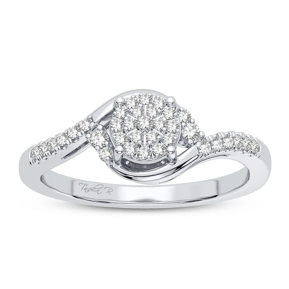 Sparkling 10K White Gold Lab Diamond Promise Ring for Her