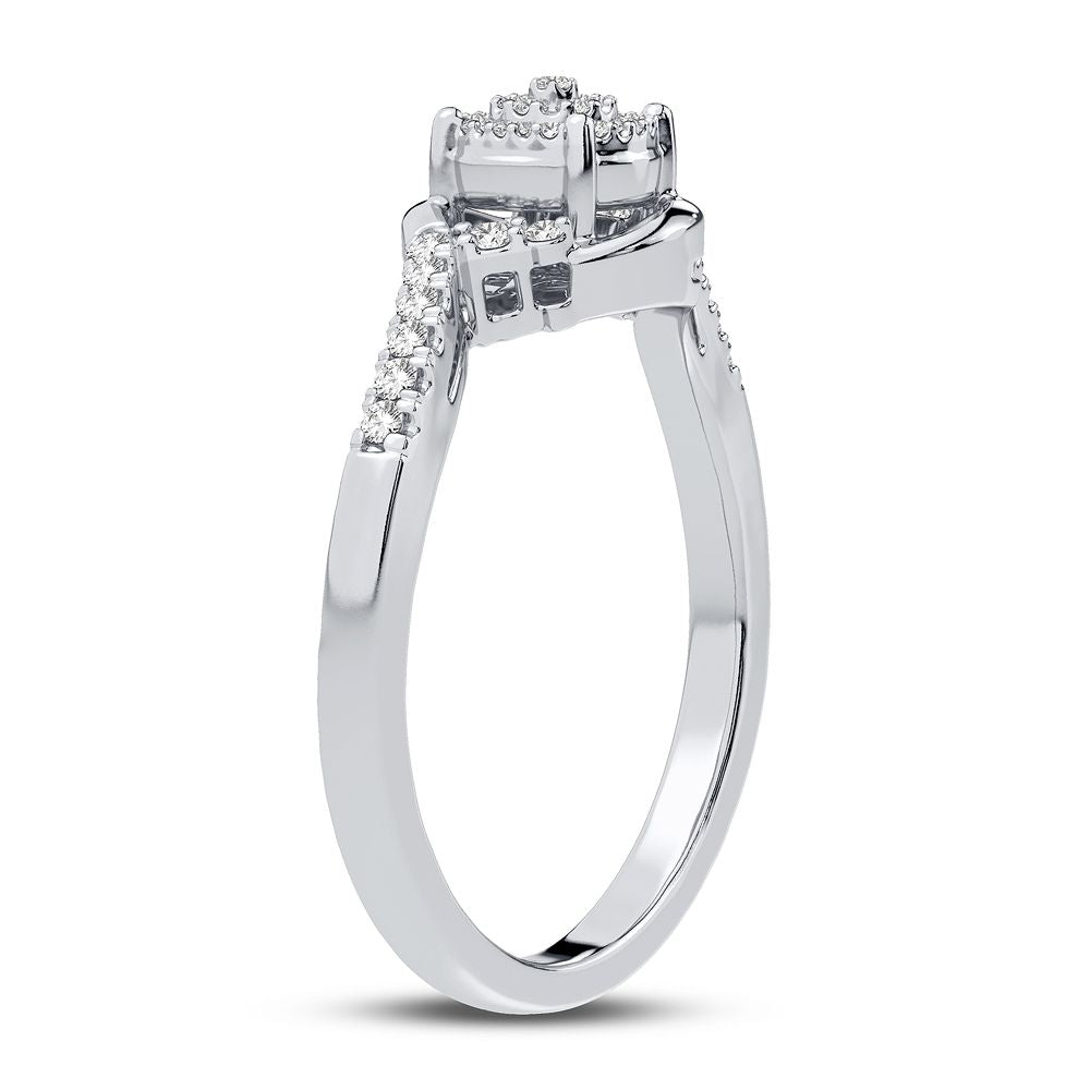 Sparkling 10K White Gold Lab Diamond Promise Ring for Her