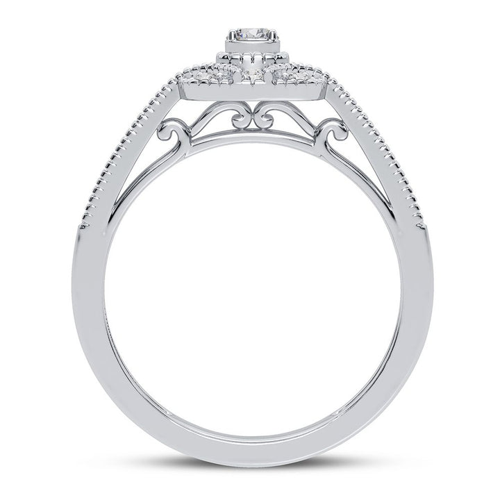 Chic 10k White Gold 0.25CT Lab Diamond Womens Fashion Ring