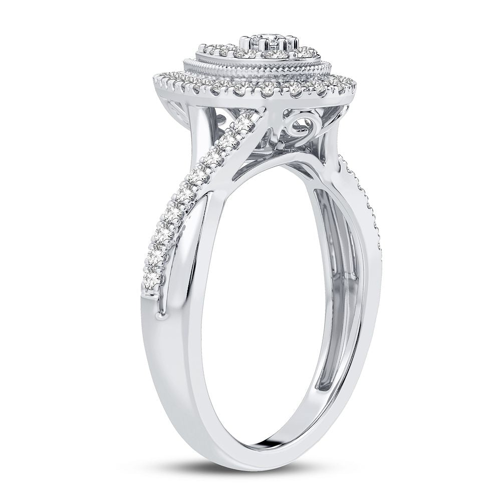 Chic 10k White Gold 0.50CT Lab Diamond Womens Fashion Ring