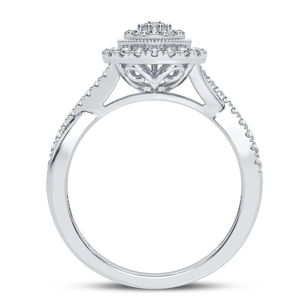 Chic 10k White Gold 0.50CT Lab Diamond Womens Fashion Ring