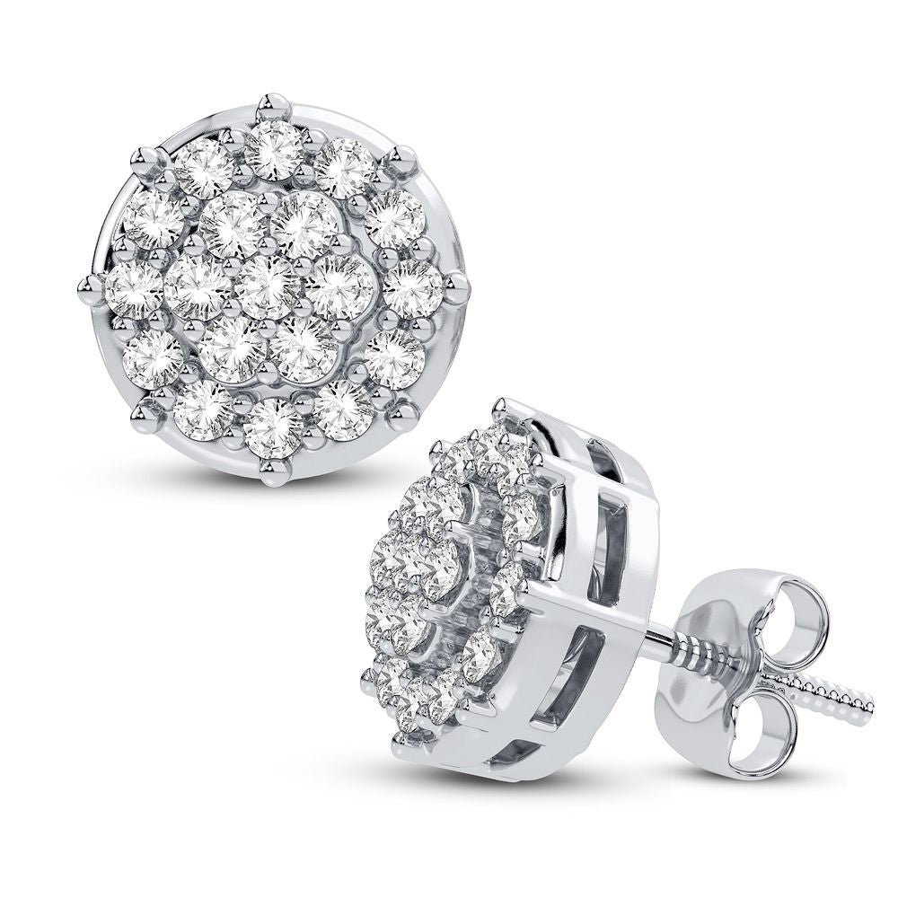 Chic 10k White Gold Lab Diamond Stud Earrings for Women