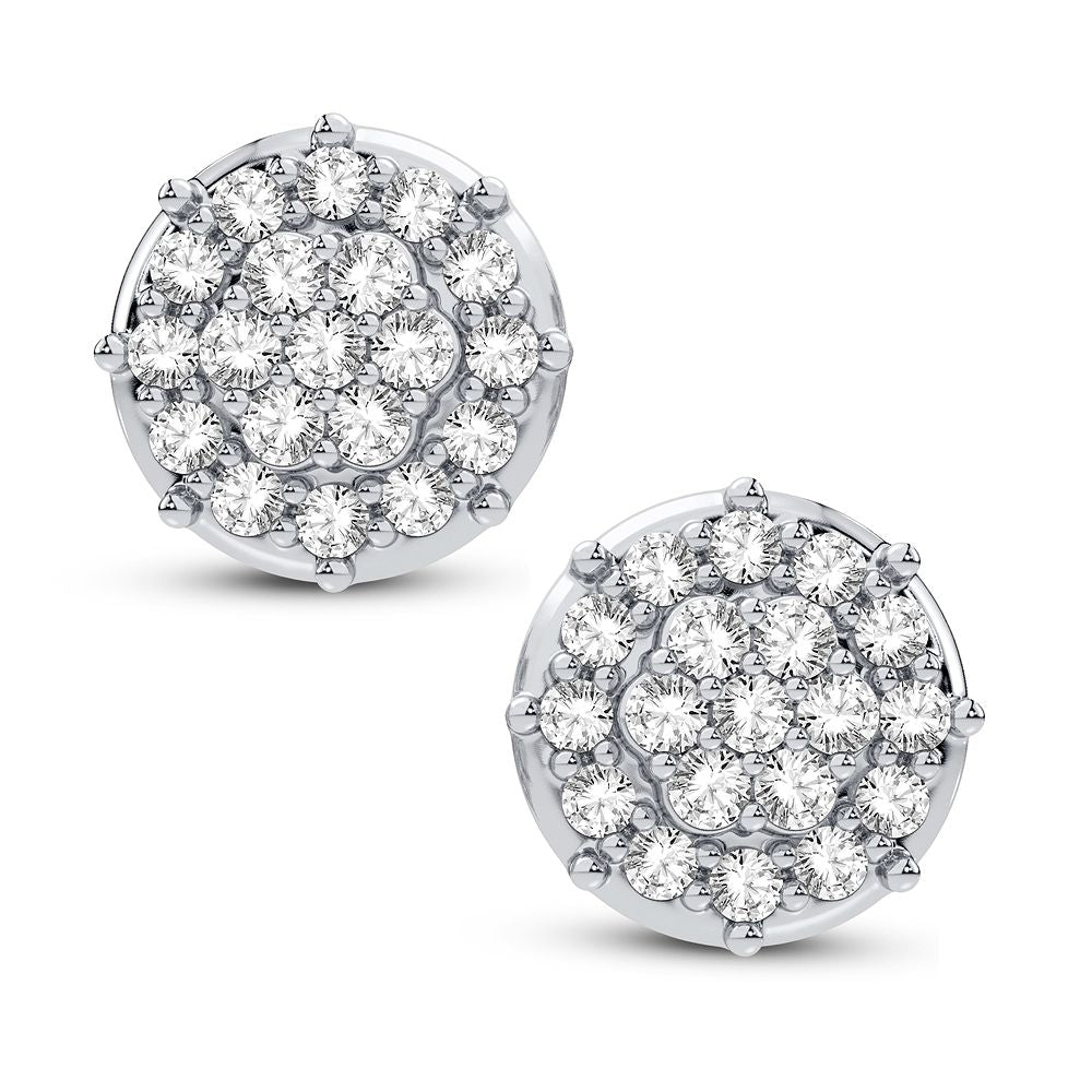 Chic 10k White Gold Lab Diamond Stud Earrings for Women