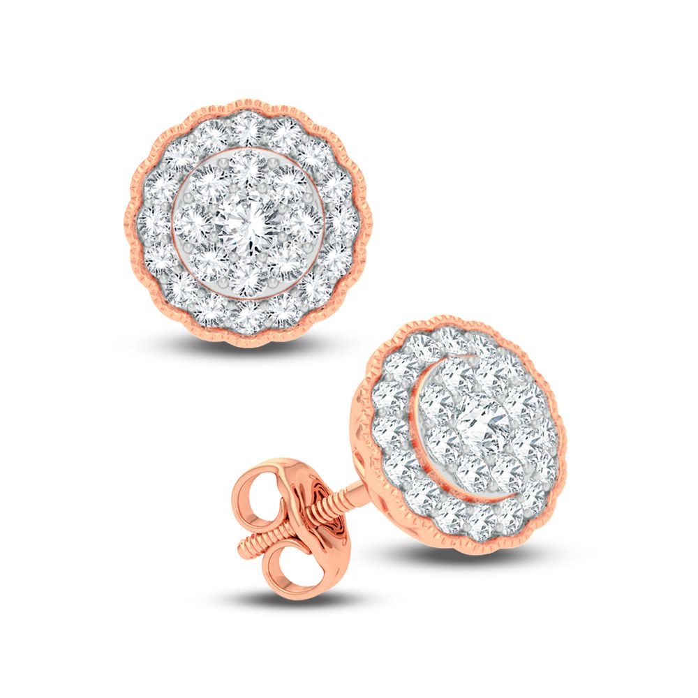 Romantic Rose Gold Lab Diamond Stud Earrings - 0.50CT