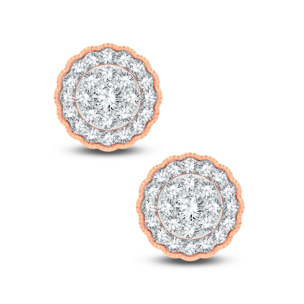 Romantic Rose Gold Lab Diamond Stud Earrings - 0.50CT
