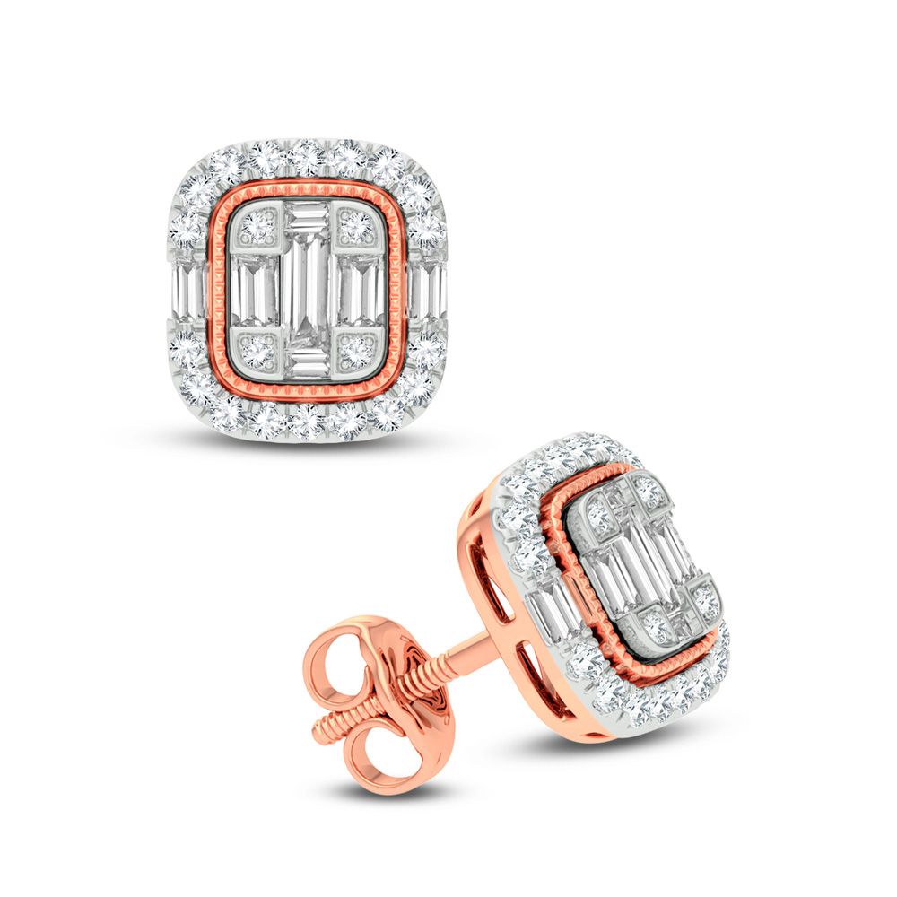 10k Rose Gold Lab Diamond Stud Earrings - Chic Sparkle