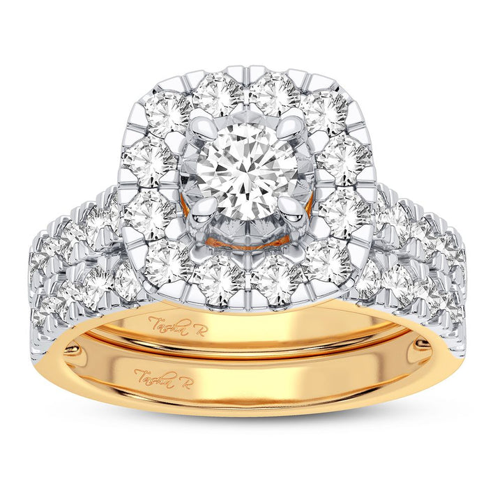 10K Yellow Gold 2CT Lab Diamond Bridal Ring for Her