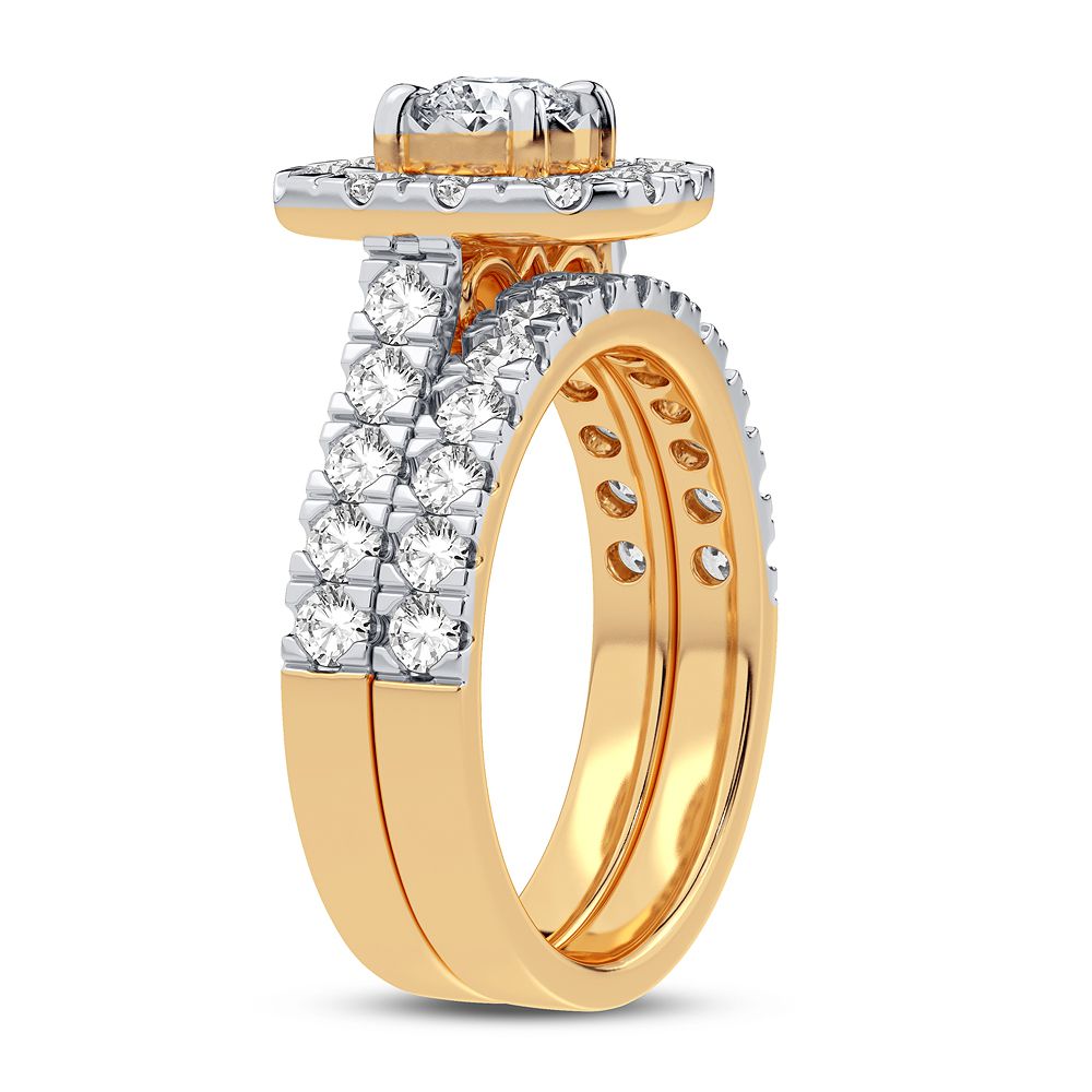10K Yellow Gold 2CT Lab Diamond Bridal Ring for Her
