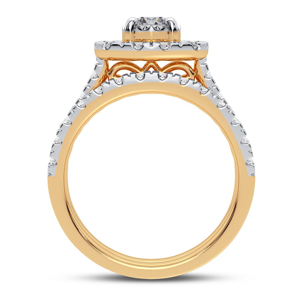 10K Yellow Gold 2CT Lab Diamond Bridal Ring for Her