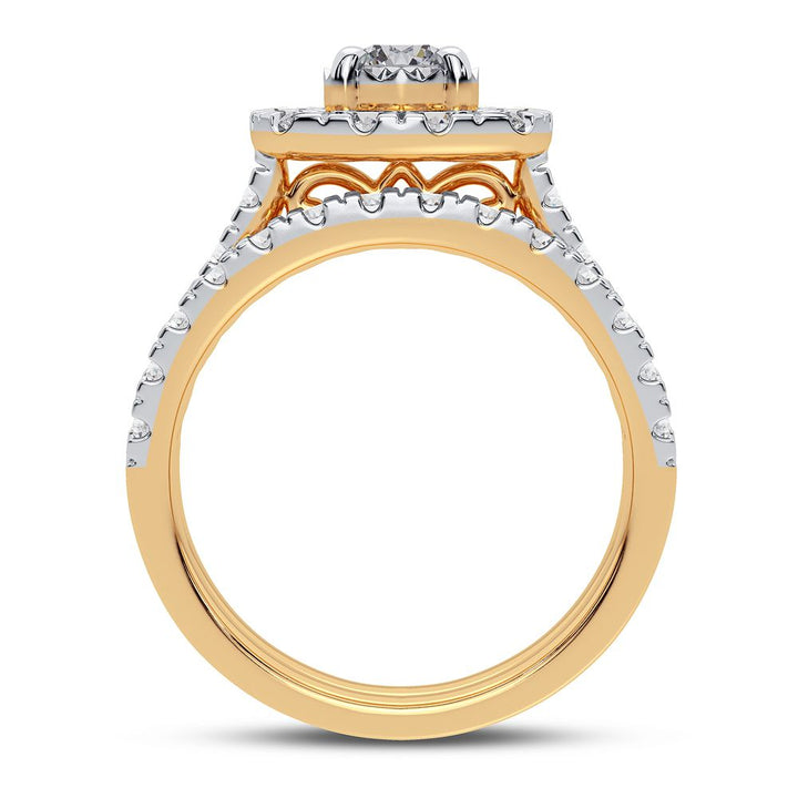 10K Yellow Gold 2CT Lab Diamond Bridal Ring for Her