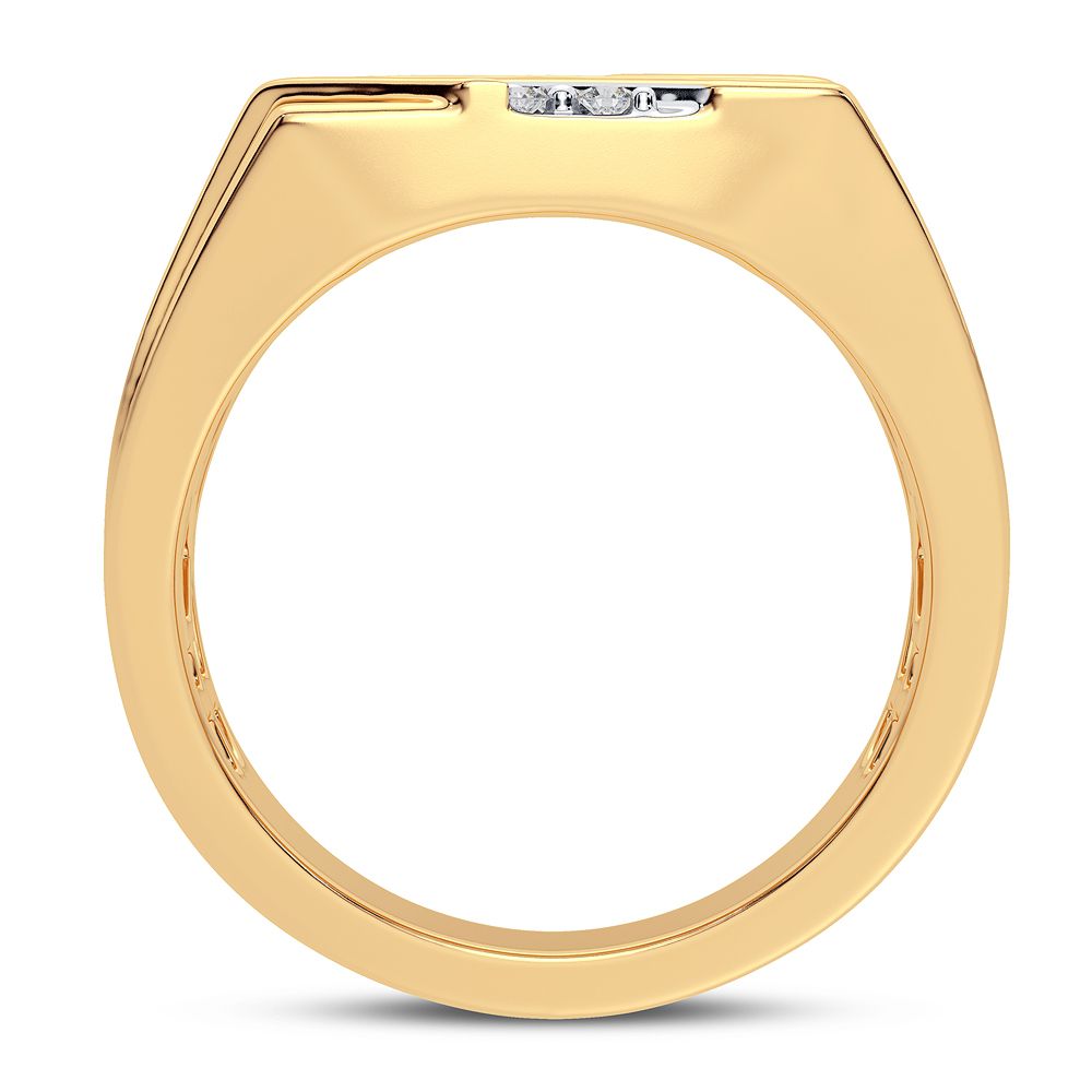 Bold 14K Yellow Gold 2CT Lab Diamond Mens Ring