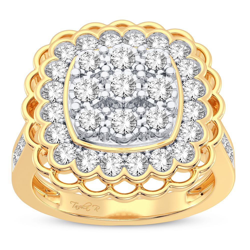Chic 10k Gold 1CT Lab-Created Diamond Womens Fashion Ring