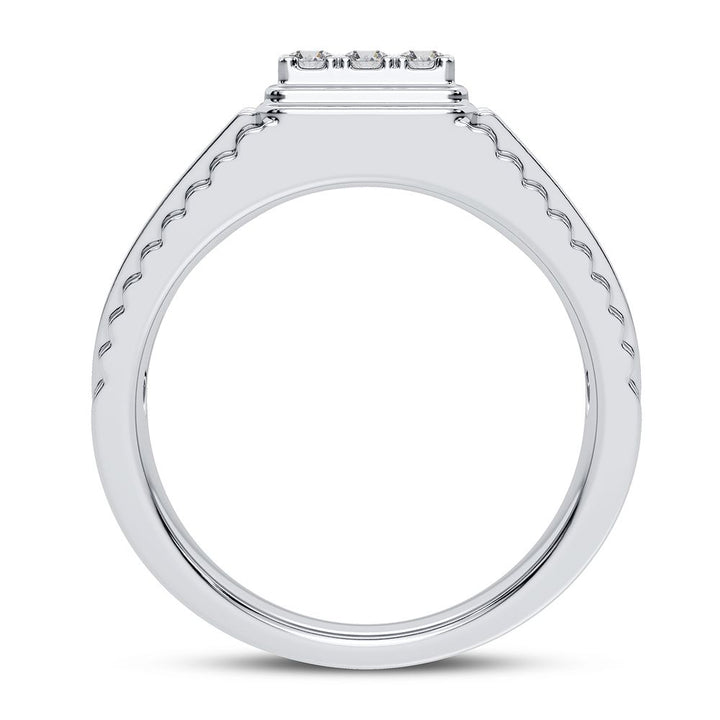 Sophisticated 14K White Gold Lab Diamond Mens Statement Ring