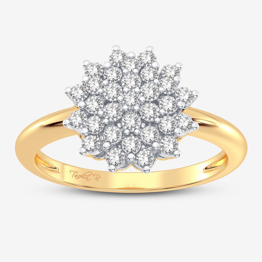 Chic 10k Yellow Gold Lab Diamond Womens Fashion Ring