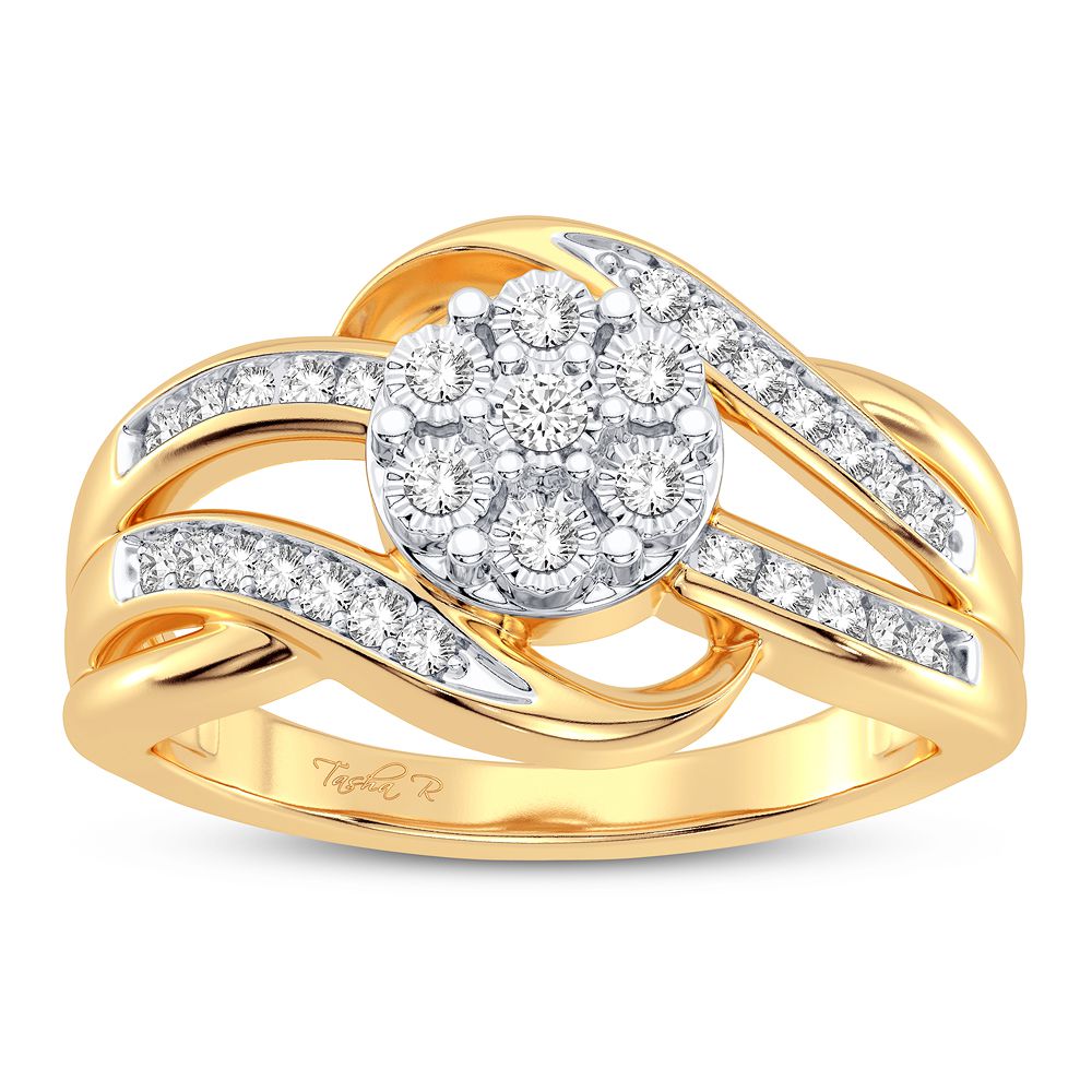 Chic 10k Yellow Gold Lab Diamond Womens Fashion Ring 0.25CT