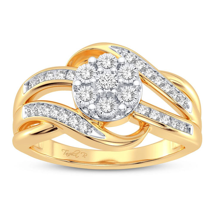 Chic 10k Yellow Gold Lab Diamond Womens Fashion Ring 0.25CT