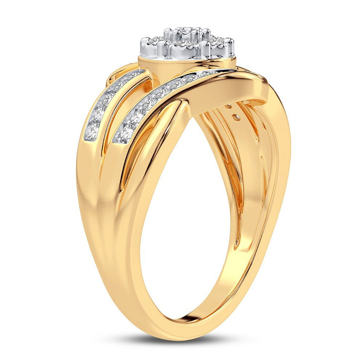 Chic 10k Yellow Gold Lab Diamond Womens Fashion Ring 0.25CT