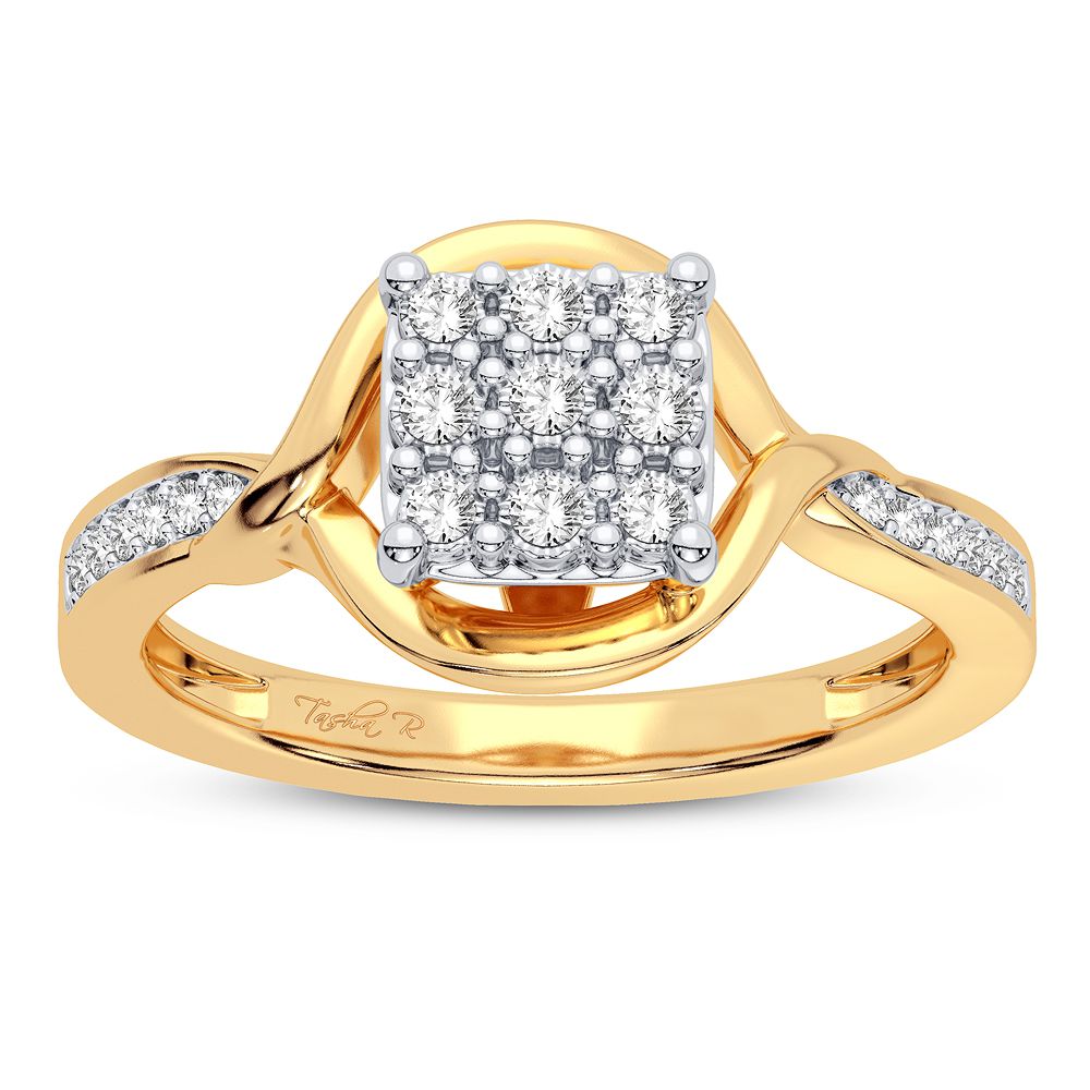 Chic 10k Yellow Gold Lab Diamond Womens Fashion Ring