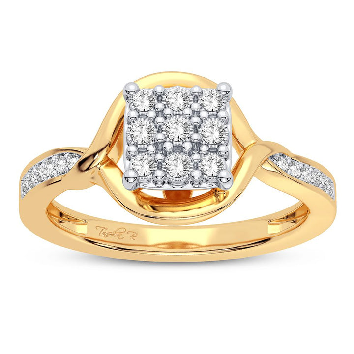 Chic 10k Yellow Gold Lab Diamond Womens Fashion Ring