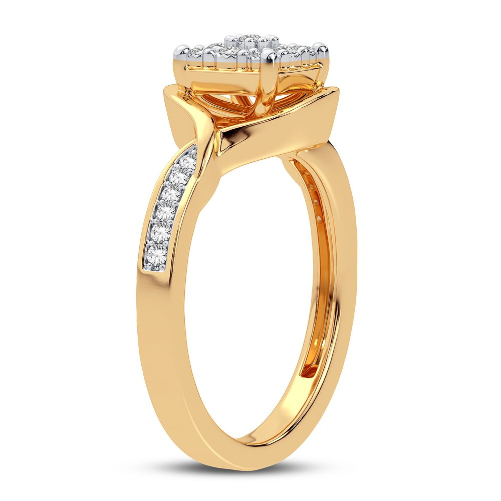 Chic 10k Yellow Gold Lab Diamond Womens Fashion Ring