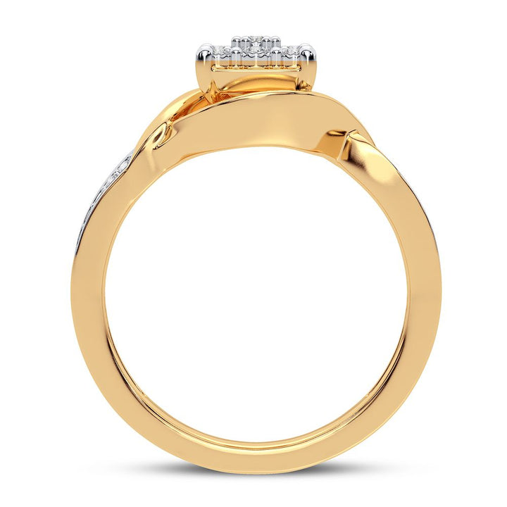 Chic 10k Yellow Gold Lab Diamond Womens Fashion Ring