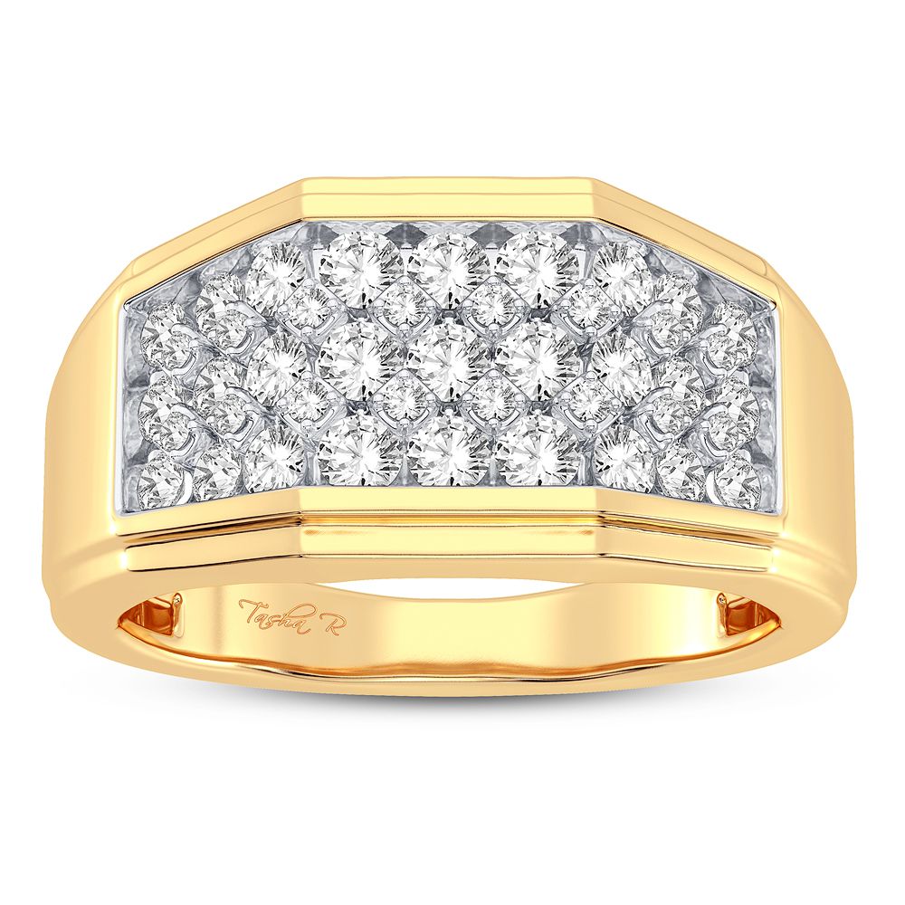 Bold 14K Yellow Gold 1CT Lab Diamond Mens Band