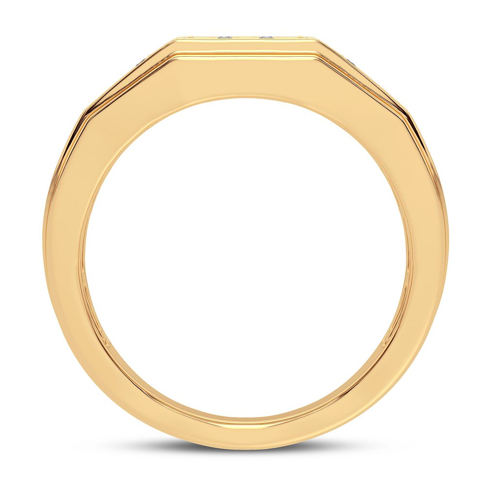 Bold 14K Yellow Gold 1CT Lab Diamond Mens Band