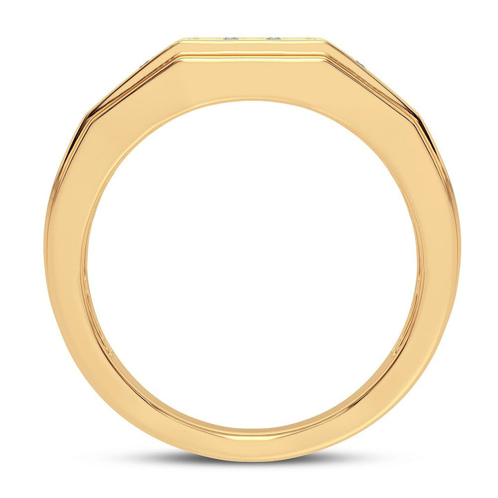 Bold 14K Yellow Gold 1CT Lab Diamond Mens Band