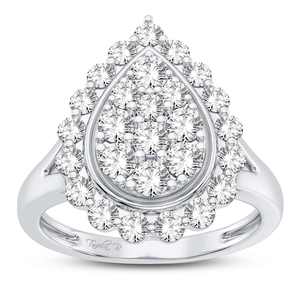 Chic 10k White Gold 1CT Lab Diamond Womens Fashion Ring