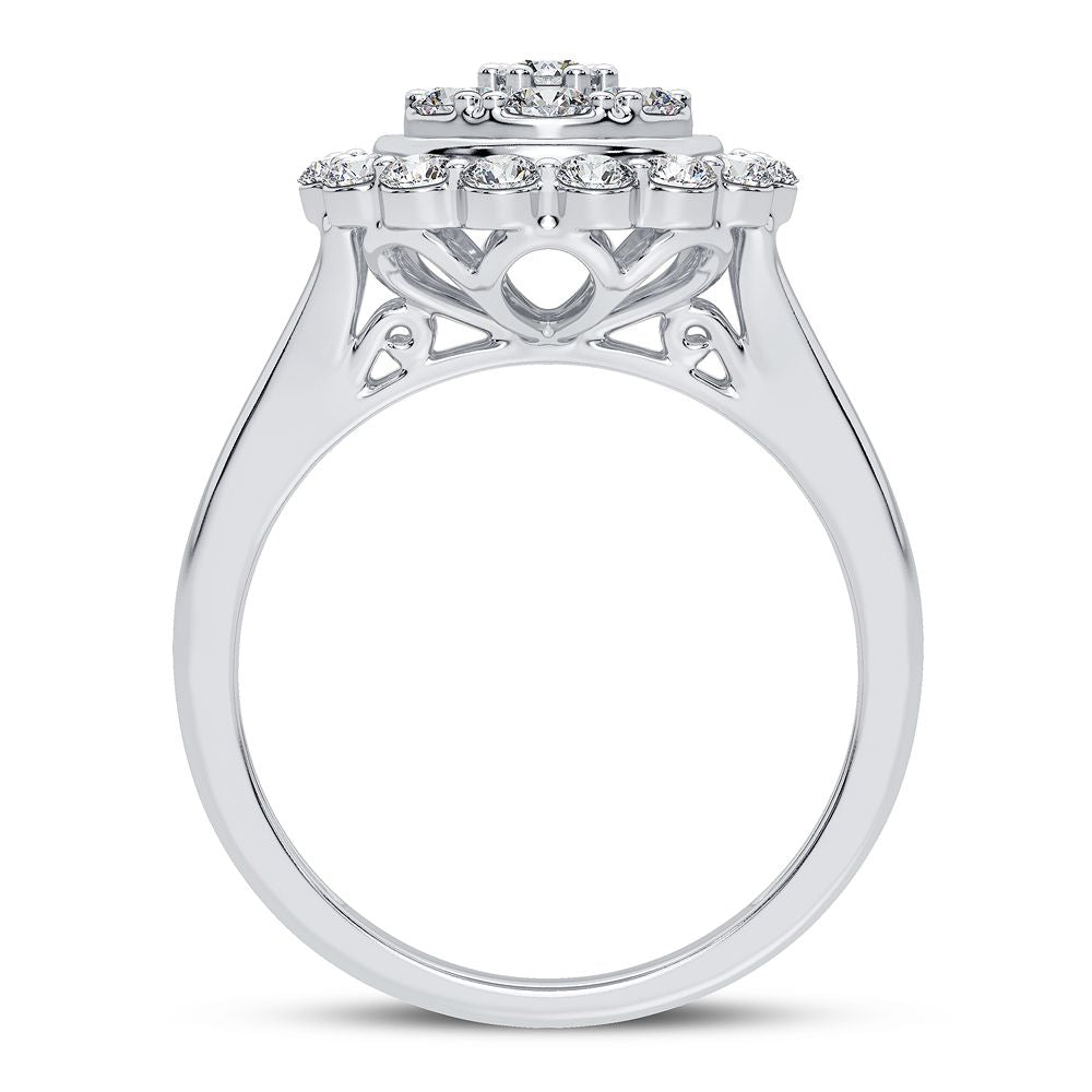 Chic 10k White Gold 1CT Lab Diamond Womens Fashion Ring