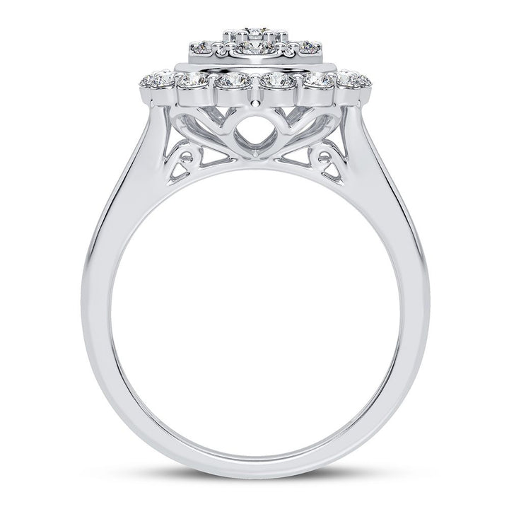 Chic 10k White Gold 1CT Lab Diamond Womens Fashion Ring