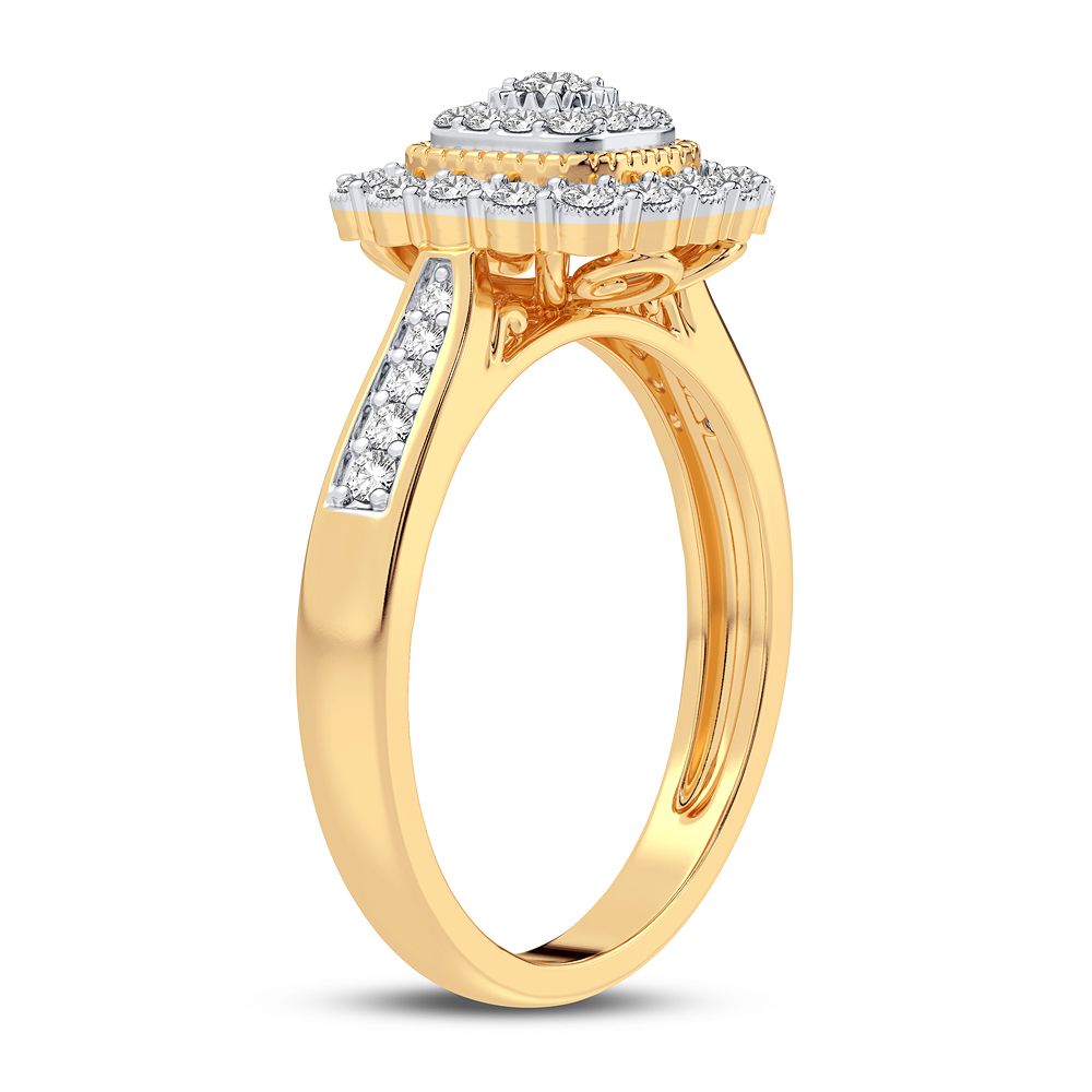 Chic 10k Gold 0.20CT Lab Diamond Statement Ring for Her
