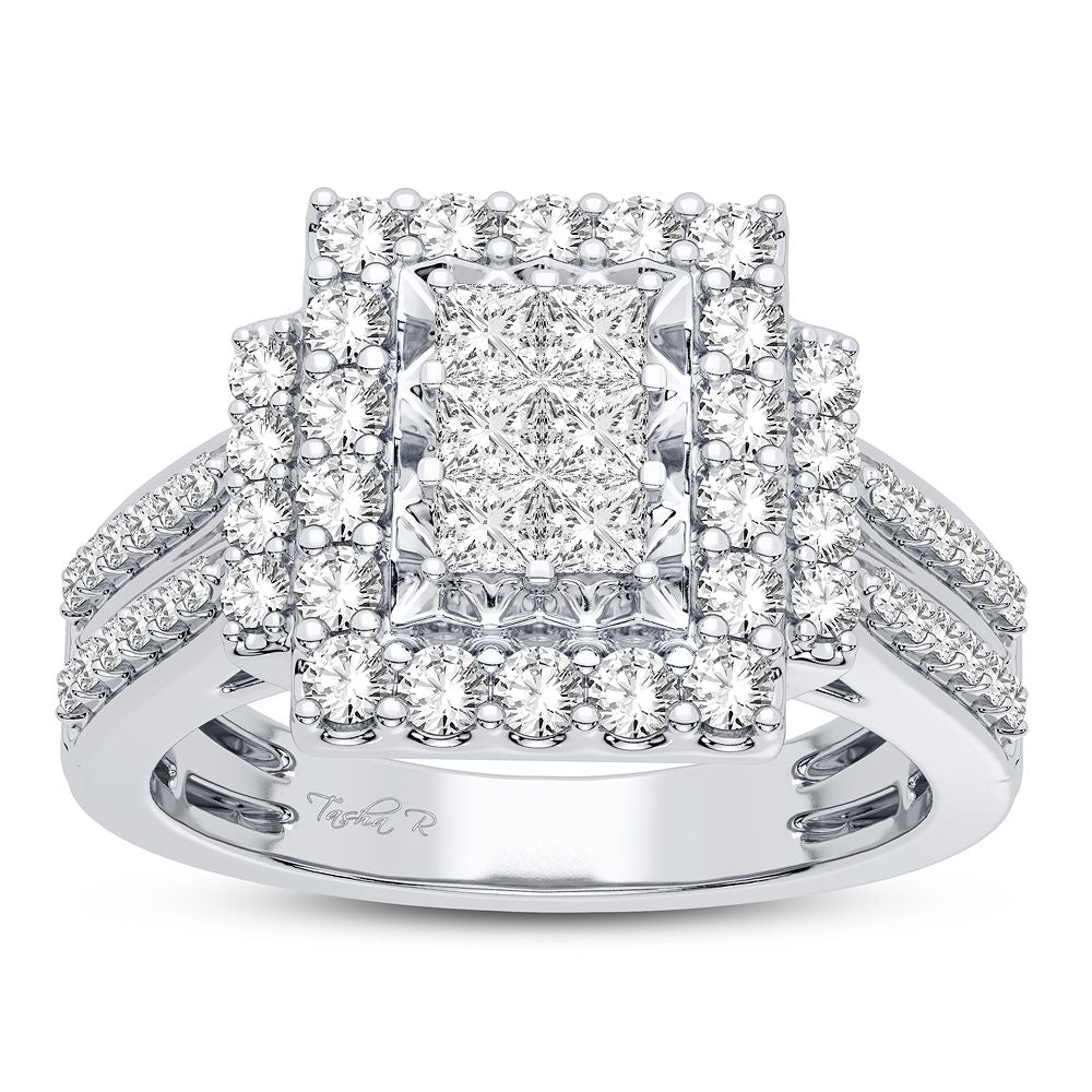 Chic 14k White Gold 1CT Lab Diamond Womens Fashion Ring