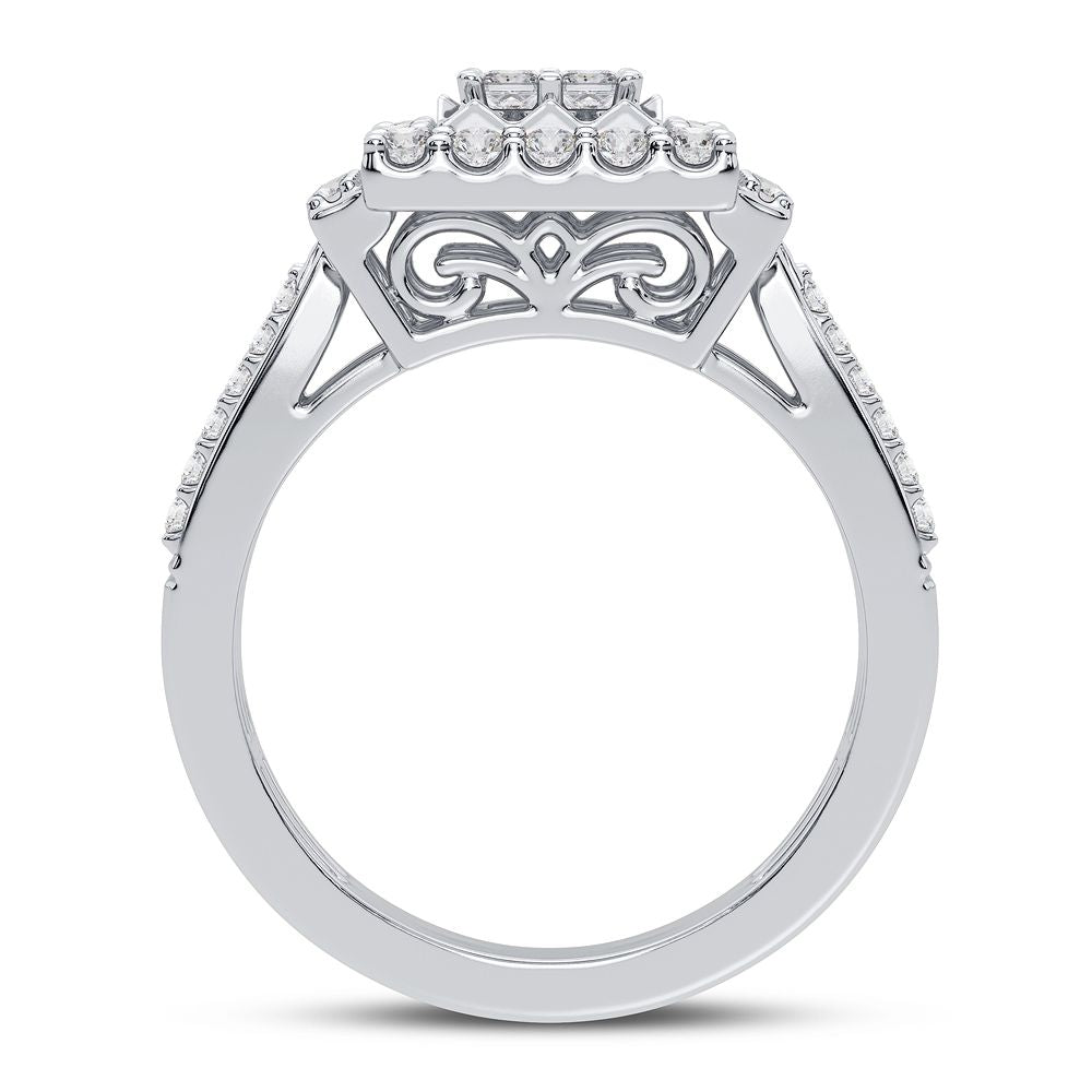 Chic 14k White Gold 1CT Lab Diamond Womens Fashion Ring