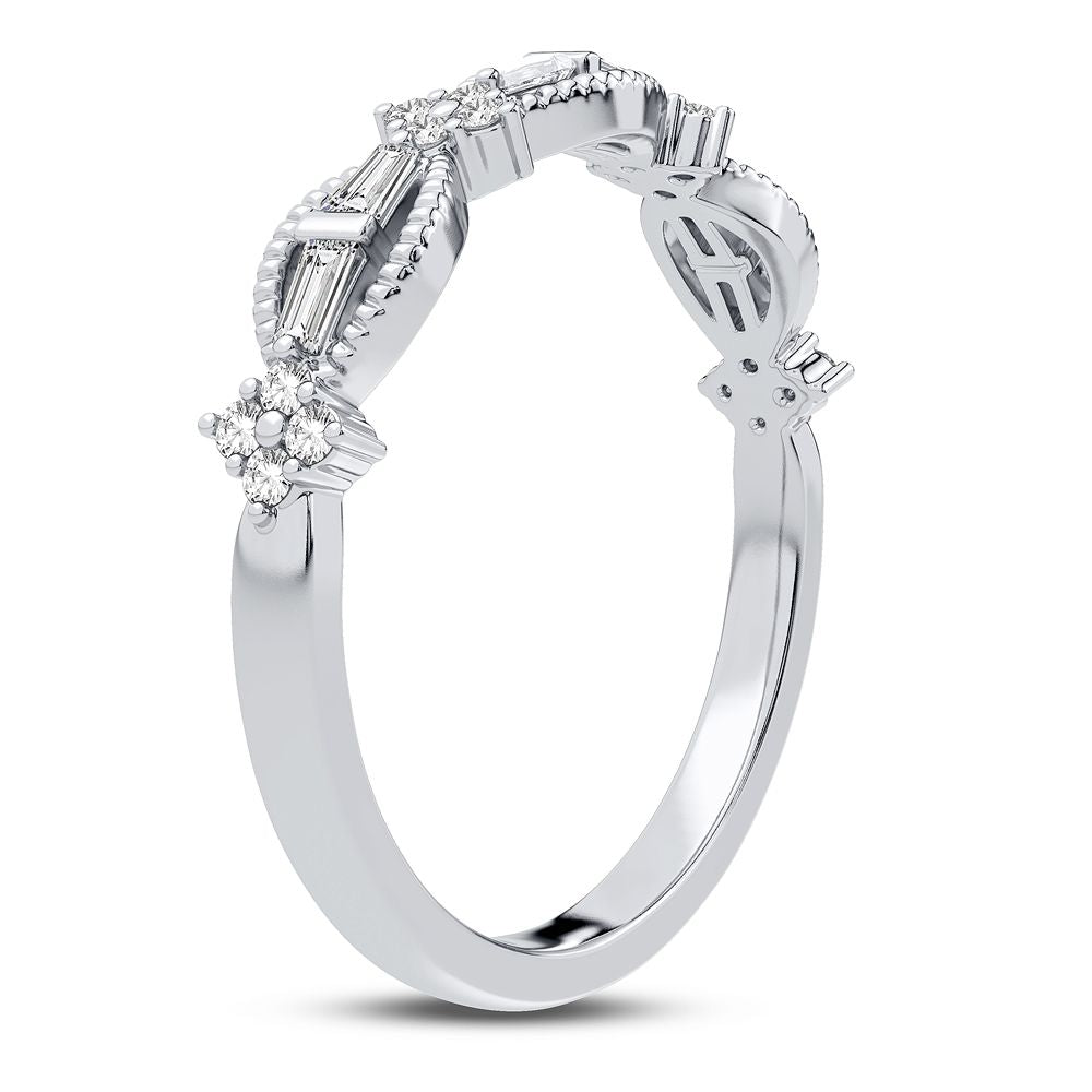 Chic 10k White Gold 0.20CT Lab Diamond Fashion Band